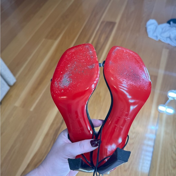 CHRISTIAN LOUBOUTIN Condora Lacestrass 85 crystal-embellished leather sandals - Picture 11 of 13